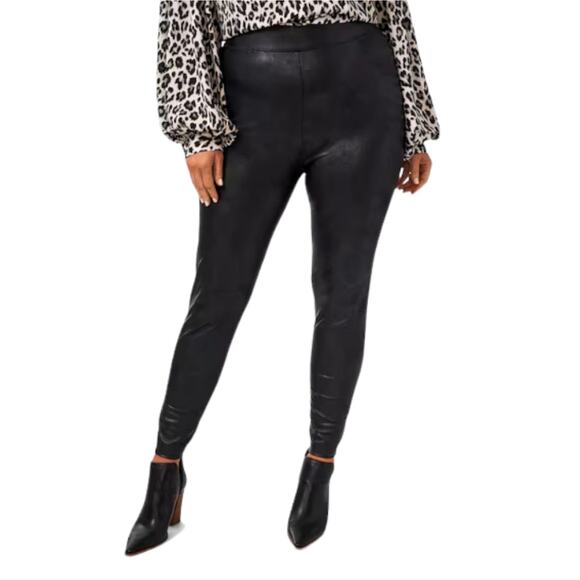 Vince Camuto Pants - Vince Camuto High Waisted Faux Leather Ponte Black Biker Leggings Size 1X